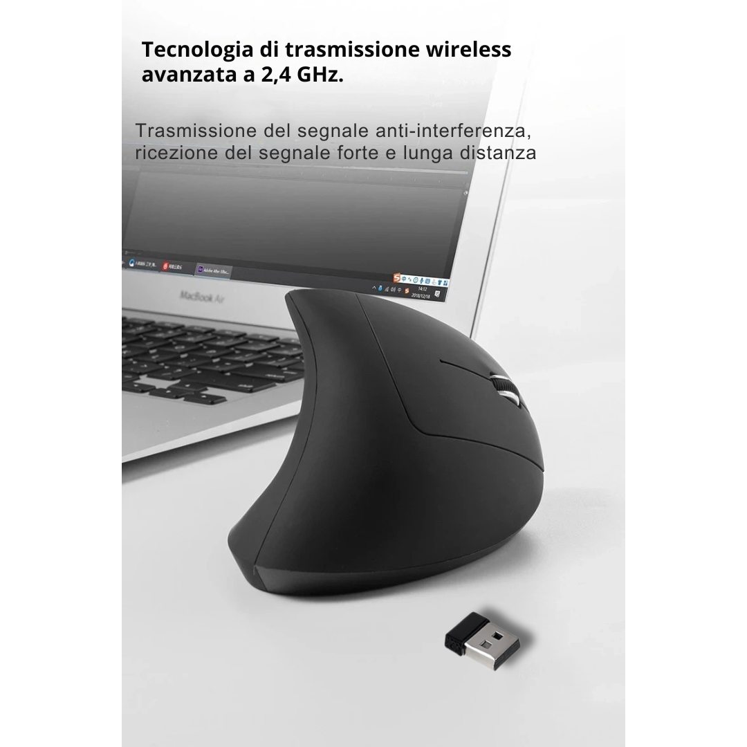 Flowtech Ergo mouse ergonomico verticale wireless nero