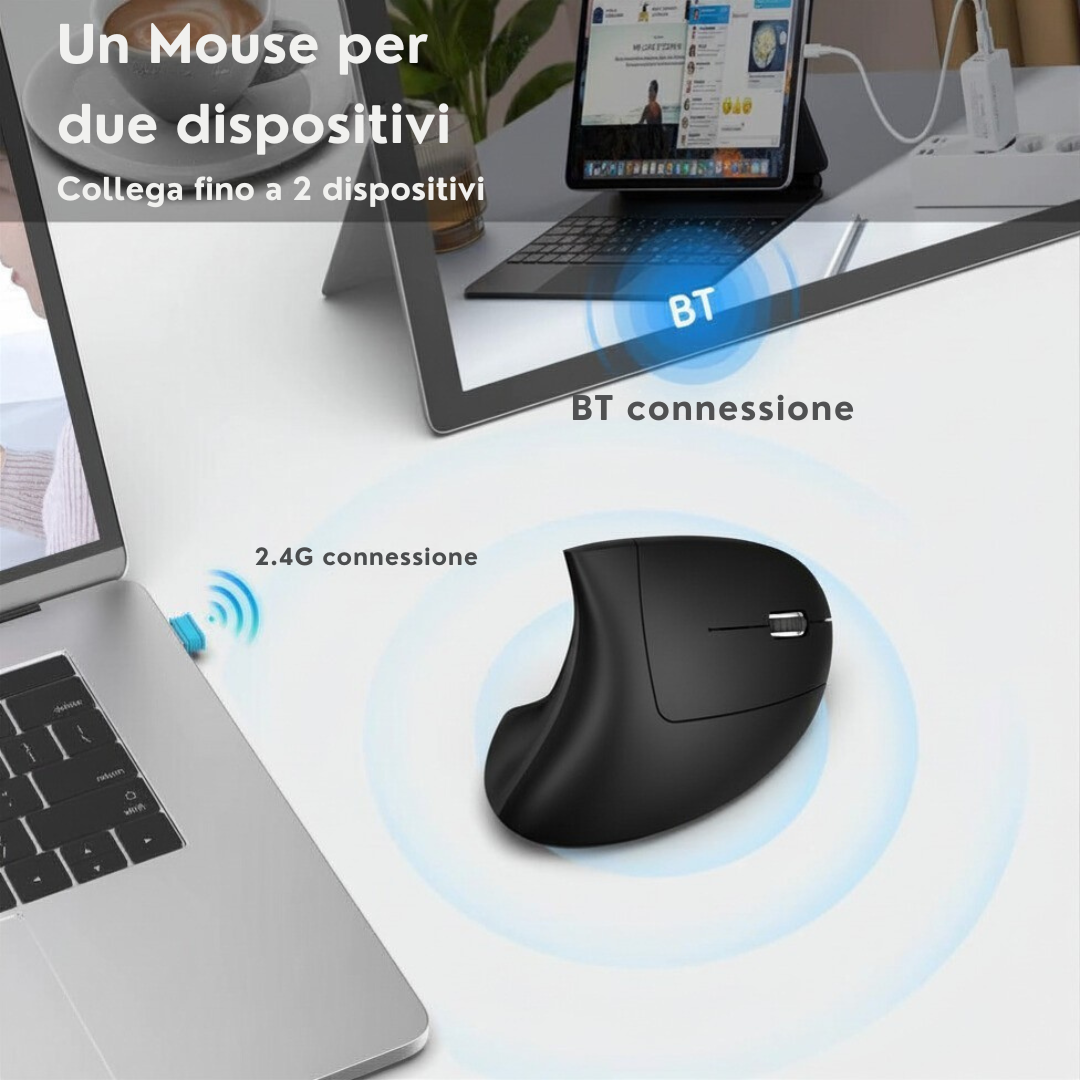 Flowtech Ergo mouse ergonomico verticale wireless nero