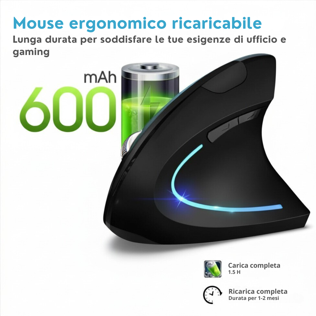 Flowtech Ergo mouse ergonomico verticale wireless nero